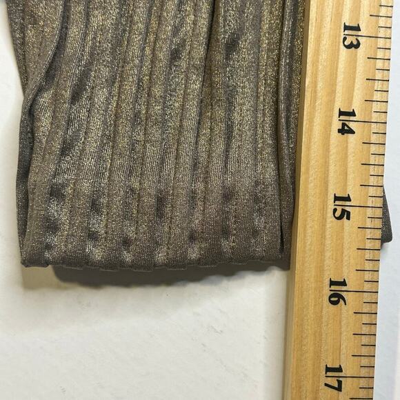 Tadashi Shoji bronze metallic criss cross v-neck 3/4 sleeve lined dress size L - Picture 9 of 9